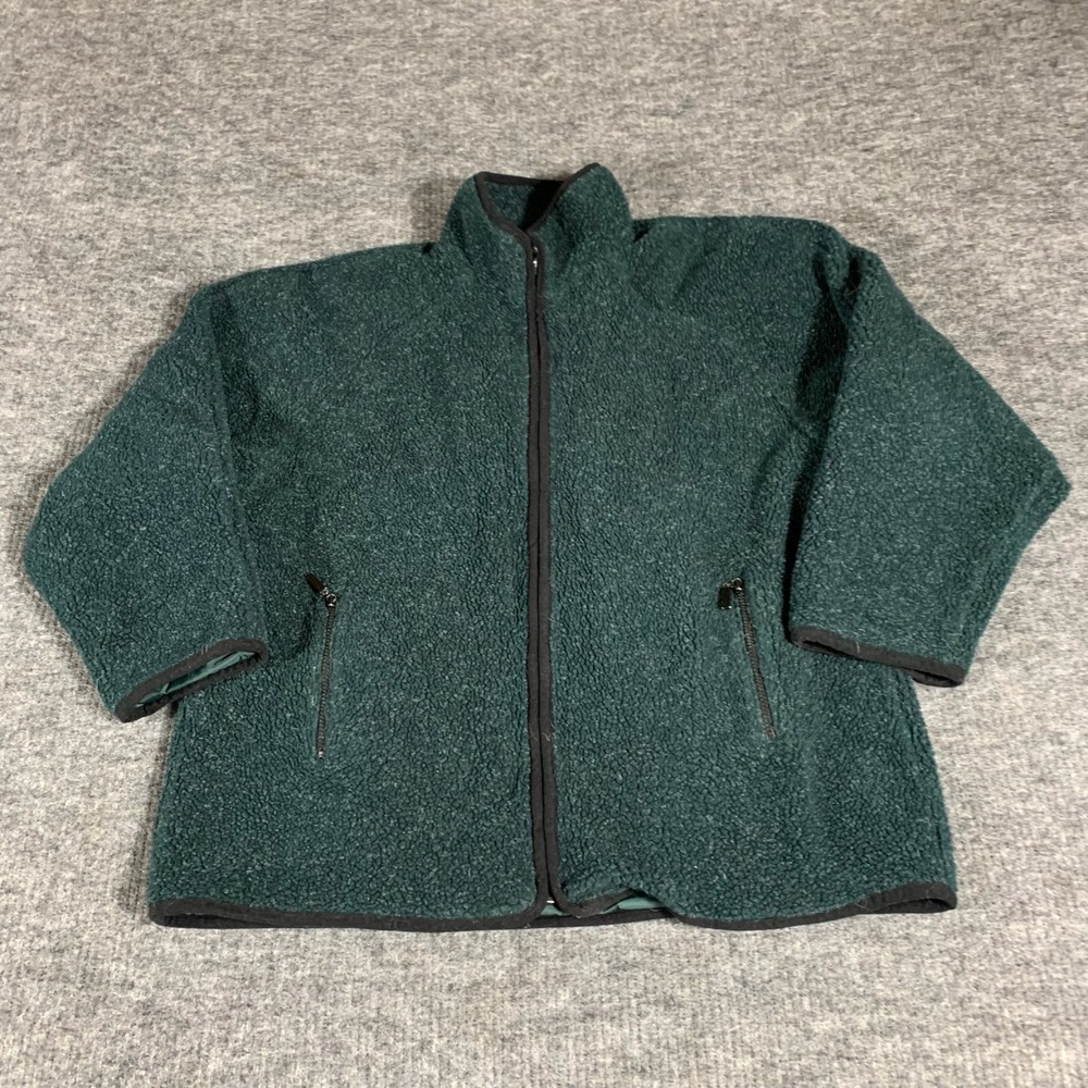VTG Carlo Briani Jacket Mens Large‎ Green Full Zip Lined Fleece Reversible Retro